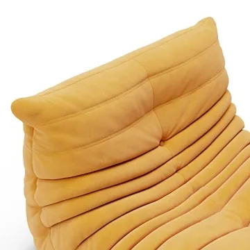 Fireside Chair, Mid Century Floor Sofa, Soft Floor Lounge Chair Lazy Sofa Accent Chair for Living Room Bedroom Salon Office (Suede, Yellow)