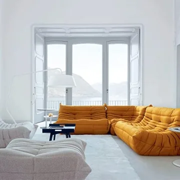 Fireside Chair, Mid Century Floor Sofa, Soft Floor Lounge Chair Lazy Sofa Accent Chair for Living Room Bedroom Salon Office (Suede, Yellow)