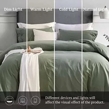 MILDLY Washed Cotton Queen Duvet Cover - Luxury Soft Green