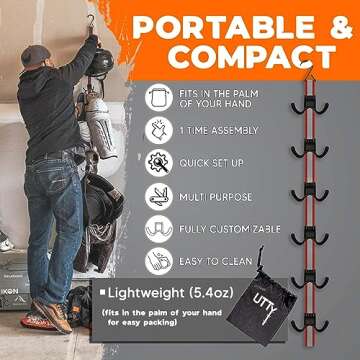 UTTY Hanging Multipurpose Portable Hockey Drying Rack - Hockey Gear Drying Rack with Adjustable Hooks for Home, Travel & Outdoor Use - Gear Keeper and Sports Equipment Hanger