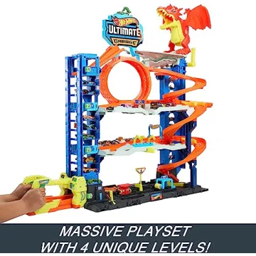 Hot Wheels City Ultimate Garage Set with Dragon & Cars