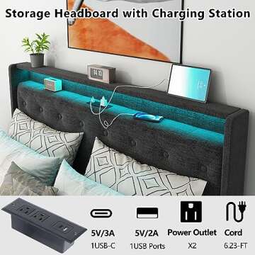 Loomie Queen Lift Up Bed Frame with LED & Storage