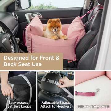 Lesure Small Dog Car Seat for Small Dogs - Waterproof Dog Booster Seat for Car with Storage Pockets ...