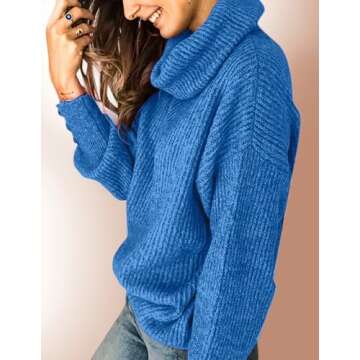 Libsorge Women's Dressy Oversized Turtleneck Sweaters Fall 2024 Casual Winter Ribbed Knit Button Lon...