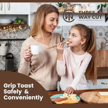 Wooden Toaster Tongs 2 PCs | Bamboo Kitchen Utensils For Cooking & Holding Toast Bacon Muffin Fruits, Pickles, Cheese Bagel Bread Ultra Grip | 9 Inch Long Natural Toxic Free