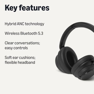 Amazon Basics Hybrid Active Noise Cancelling Headphones, 35 Hours Playtime with ANC on and 45 Hours ...