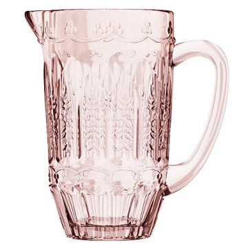 Elle Decor Vintage Glass Pitcher | Perfect for Iced Tea, Juices, and More | 43.9 OZ.
