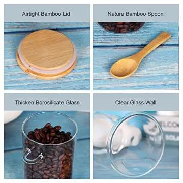 Glass Jars with Bamboo Lids - Set of 6 Containers