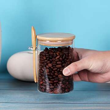 Glass Jars with Bamboo Lids - Set of 6 Containers