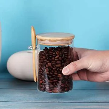 Glass Jars with Bamboo Lids - Set of 6 Containers