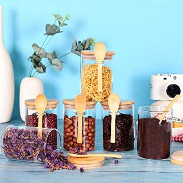 Glass Jars with Bamboo Lids - Set of 6 Containers