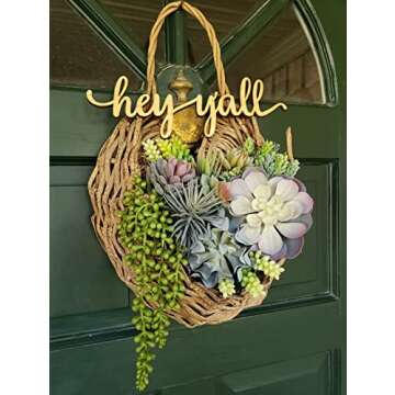 Hey Y'all Wood Letters, Joyavo 5PCS Unfinished Wooden Cutout Blank Hey Y’All Script Wood Sign for Wreaths Crafts Painting Art Decor