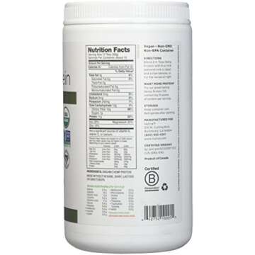 Nutiva Organic, Cold-Processed Hemp Protein from non-GMO, Sustainably Farmed Canadian Hempseed, Hi-Fiber, 16-Ounce