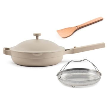 Our Place Always Pan 2.0-10.5-Inch Nonstick, Toxin-Free Ceramic Cookware | Versatile Frying Pan, Skillet, Saute Pan | Stainless Steel Handle | Oven Safe | Lightweight Aluminum Body | Steam