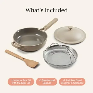 Our Place Always Pan 2.0-10.5-Inch Nonstick, Toxin-Free Ceramic Cookware | Versatile Frying Pan, Skillet, Saute Pan | Stainless Steel Handle | Oven Safe | Lightweight Aluminum Body | Steam