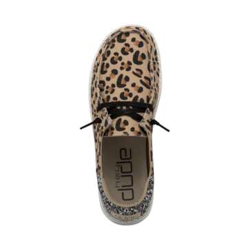 Hey Dude Women's Wendy Funk Cheetah Collage Size 8 | Womenâ€™s Shoes | Womenâ€™s Lace Up Loafers | Comfortable & Light-Weight