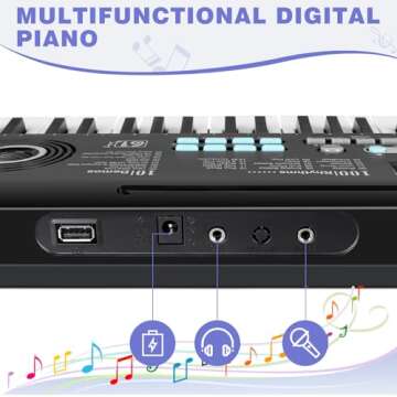 61 Key Portable Electronic Digital Piano with Built-In Speakers