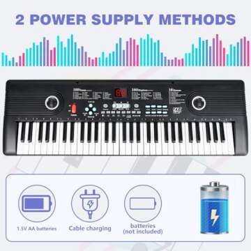 61 Key Portable Electronic Digital Piano with Built-In Speakers