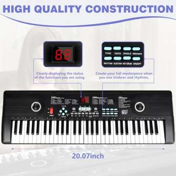 61 Key Portable Electronic Digital Piano with Built-In Speakers