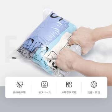 pack all Space Saver Bags, Roll Up Vacuum Storage Bags for Clothes, Reusable Compression Bags, No Pump Needed (2 x S, 2 x M, 2 x L)
