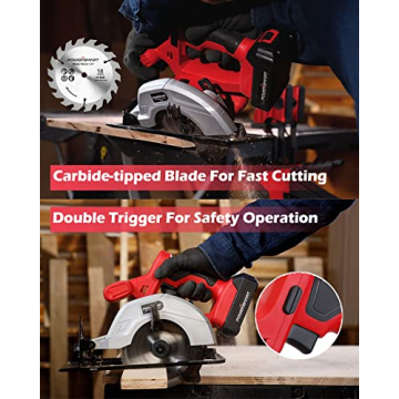 PowerSmart 20V Cordless Circular Saw Fast Charger 2.0Ah Battery