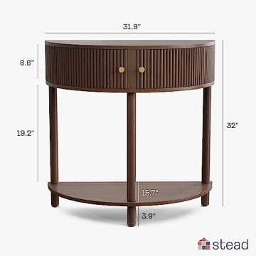 Fluted Half Moon Console Table - Modern Entryway Furniture