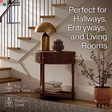 Fluted Half Moon Console Table - Modern Entryway Furniture