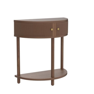 Fluted Half Moon Console Table - Modern Entryway Furniture