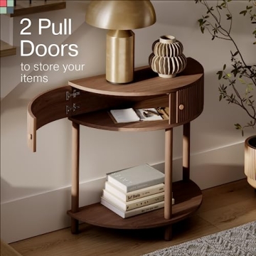 Fluted Half Moon Console Table - Modern Entryway Furniture