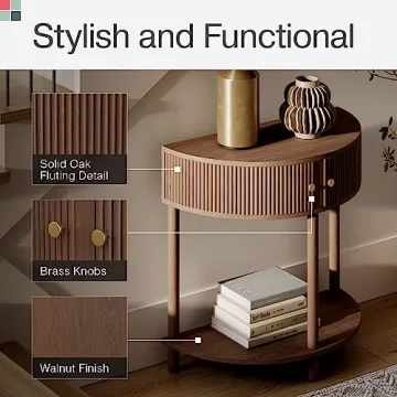 Fluted Half Moon Console Table - Modern Entryway Furniture