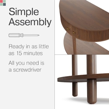 Fluted Half Moon Console Table - Modern Entryway Furniture