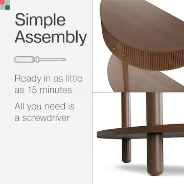 Fluted Half Moon Console Table - Modern Entryway Furniture