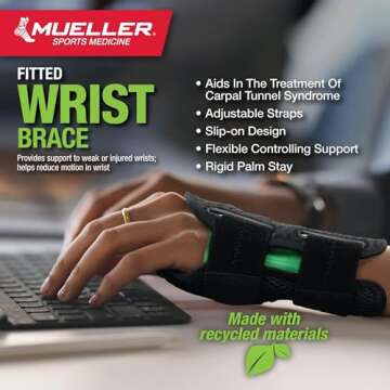 MUELLER Sports Medicine Green Fitted Wrist Brace, Wrist Pain Relief Support for Men and Women, Ideal...