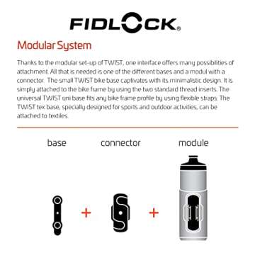 FIDLOCK Twist Bottle 600ml Set | Bike Water Bottle Holder with Attached Bottle | Connector Twist Plus Base Mount | Cage Free Magnetic Bicycle Water Bottle Holder Mount | Clear