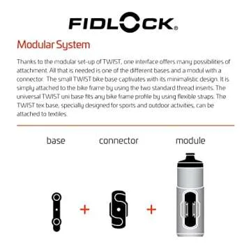 FIDLOCK Twist Bottle 600ml Set | Bike Water Bottle Holder with Attached Bottle | Connector Twist Plus Base Mount | Cage Free Magnetic Bicycle Water Bottle Holder Mount | Clear