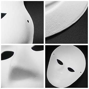 12 Pack DIY Full Face Masks Paper Mache Art Masks White Craft Mask Paintable Masks Blank Costume Masks for Mardi Gras, Masquerade, Cosplay, Dance Party, Halloween Party to Decorate