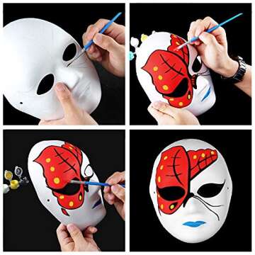 12 Pack DIY Full Face Masks Paper Mache Art Masks White Craft Mask Paintable Masks Blank Costume Masks for Mardi Gras, Masquerade, Cosplay, Dance Party, Halloween Party to Decorate
