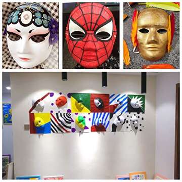 12 Pack DIY Full Face Masks Paper Mache Art Masks White Craft Mask Paintable Masks Blank Costume Masks for Mardi Gras, Masquerade, Cosplay, Dance Party, Halloween Party to Decorate