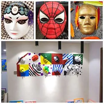 12 Pack DIY Full Face Masks Paper Mache Art Masks White Craft Mask Paintable Masks Blank Costume Masks for Mardi Gras, Masquerade, Cosplay, Dance Party, Halloween Party to Decorate
