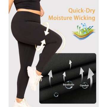 LALAGEN Plus Size Leggings for Women with Pockets-High Waisted 7/8 Leggings Tummy Control Workout Gym Yoga Pants Black 4XL