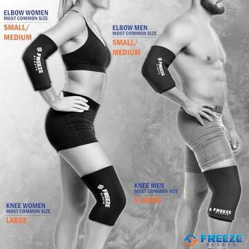 FreezeSleeve Ice & Heat Therapy Sleeve- Reusable, Flexible Gel Hot/Cold Pack, 360 Coverage for Knee, Elbow, Ankle, Wrist- Black, Small/Medium