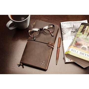 Wanderings Leather Travelers Notebook - 8.5x4.5" - Wanderings Refillable Travel Journal - Hand-Crafted Genuine Leather Journal for Writing Poets Travelers as a Diary or Life Planner - Blank Inserts