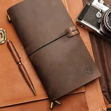 Wanderings Leather Travelers Notebook - 8.5x4.5" - Wanderings Refillable Travel Journal - Hand-Crafted Genuine Leather Journal for Writing Poets Travelers as a Diary or Life Planner - Blank Inserts
