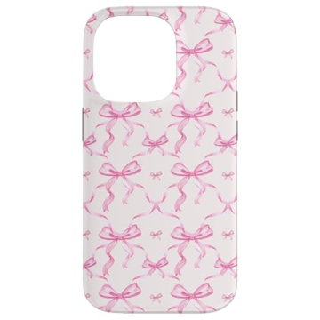 iPhone 14 Pro Aesthetic Pink Ribbons and Bows in Watercolor Case