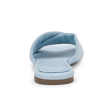 Ermonn Women’s Square Open Toe Flat Sandals Backless Slip On Slides Cross Band Summer Slippers