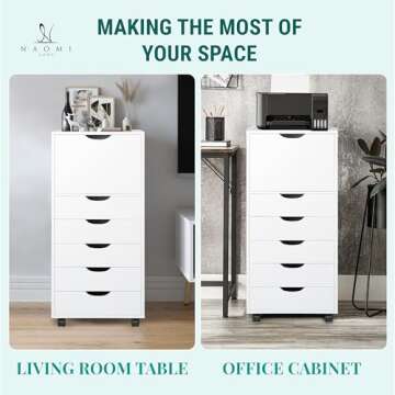 Naomi Home Drawer Dresser Storage Cabinet for Makeup Dresser Tall Chest of Drawers, Drawer Chest Mak...