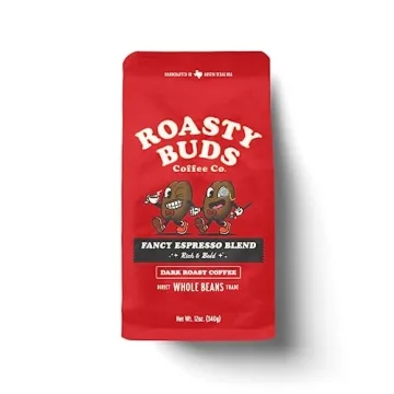Roasty Buds Coffee Fancy Espresso Blend - Gourmet Whole Bean Medium-Dark Roast