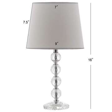 SAFAVIEH Lighting Collection Nola Modern Glam Stacked Crystal Ball/ Off-White Shade 16-inch Bedroom Living Room Home Office Desk Nightstand Table Lamp Set of 2 (LED Bulbs Included)