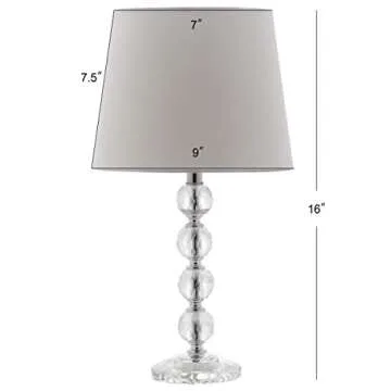 SAFAVIEH Lighting Collection Nola Modern Glam Stacked Crystal Ball/ Off-White Shade 16-inch Bedroom Living Room Home Office Desk Nightstand Table Lamp Set of 2 (LED Bulbs Included)