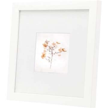 Golden State Art, 8x8 White Picture Frame Made of Solid Wood Real Glass, White Square Wood Photo Fra...